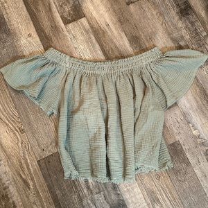 Sage off the shoulder top